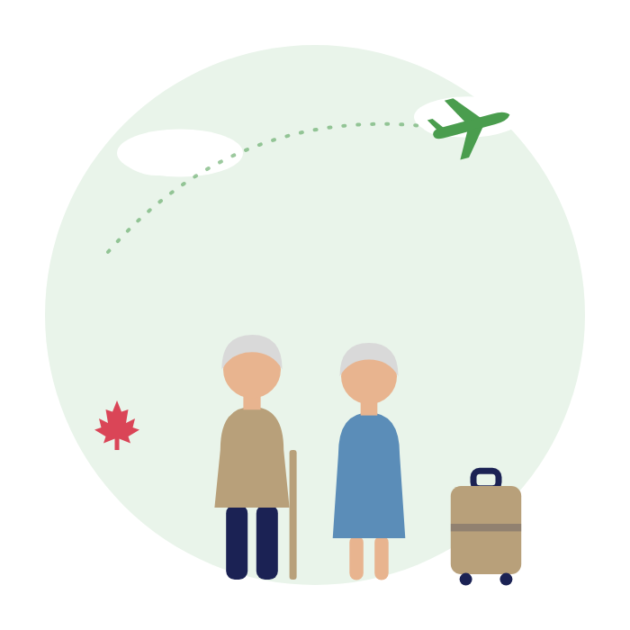 Grandparents arriving in Canada for a visit